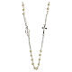 Necklace with three decade rosary, white wax glass beads, 4 mm s1