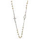 Necklace with three decade rosary, white wax glass beads, 4 mm s2