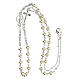 Necklace with three decade rosary, white wax glass beads, 4 mm s3