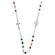 Necklace with three decade rosary, multicoloured glass beads, 4 mm s1