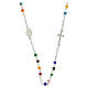 Necklace with three decade rosary, multicoloured glass beads, 4 mm s2