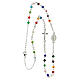 Necklace with three decade rosary, multicoloured glass beads, 4 mm s3