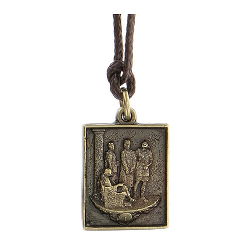 Way of the Cross pendant, First Station, brass alloy 1
