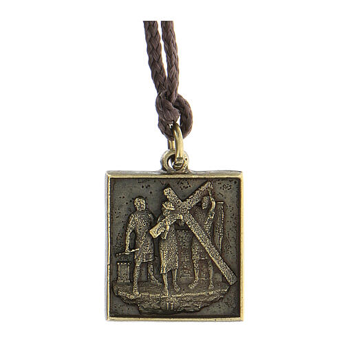 Way of the Cross pendant, Second Station, brass alloy 1