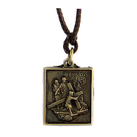 Via Crucis Third Station pendant necklace brass-plated