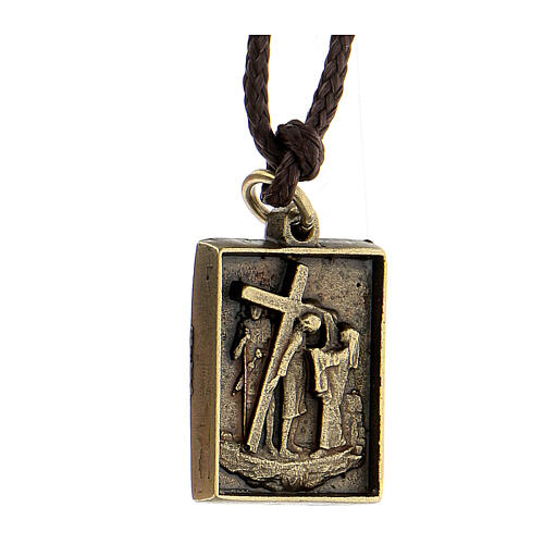 Way of the Cross pendant, Sixth Station, brass alloy 2