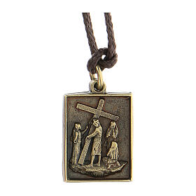 Way of the Cross pendant, Eighth Station, brass alloy
