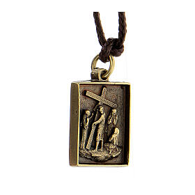 Way of the Cross pendant, Eighth Station, brass alloy