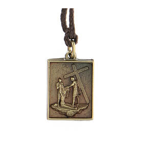 Way of the Cross pendant, Tenth Station, brass alloy