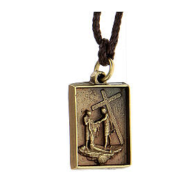 Way of the Cross pendant, Tenth Station, brass alloy