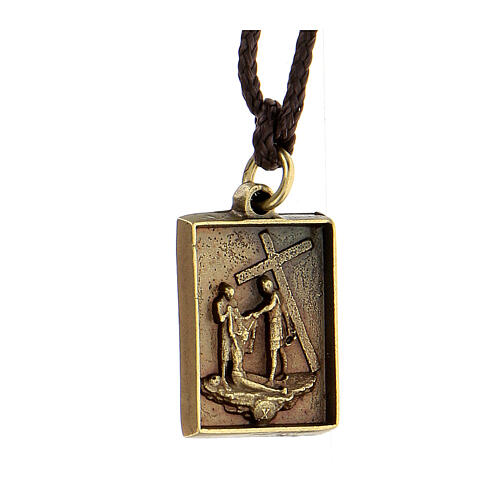 Way of the Cross pendant, Tenth Station, brass alloy 2