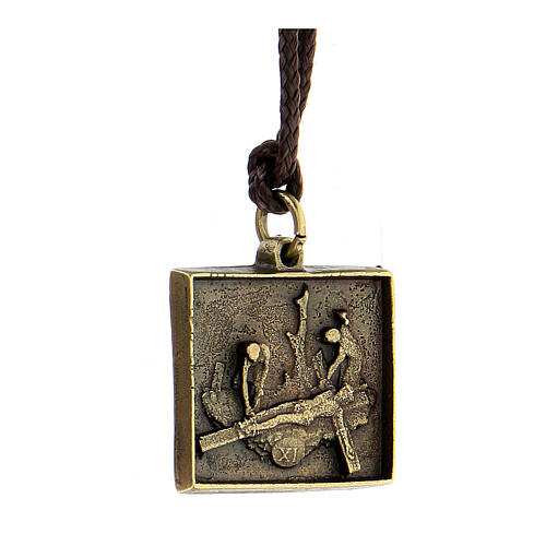 Way of the Cross pendant, Eleventh Station, brass alloy 2