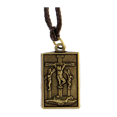 Way of the Cross pendant, Twelfth Station, brass alloy 1