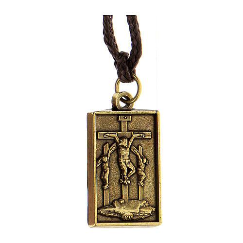 Way of the Cross pendant, Twelfth Station, brass alloy 2