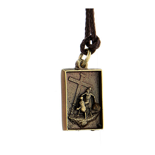 Way of the Cross pendant, Thirteenth Station, brass alloy 2