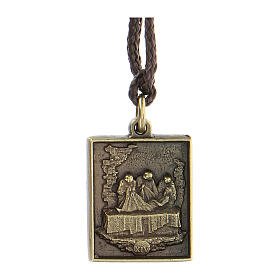 Way of the Cross pendant, Fourteenth Station, brass alloy