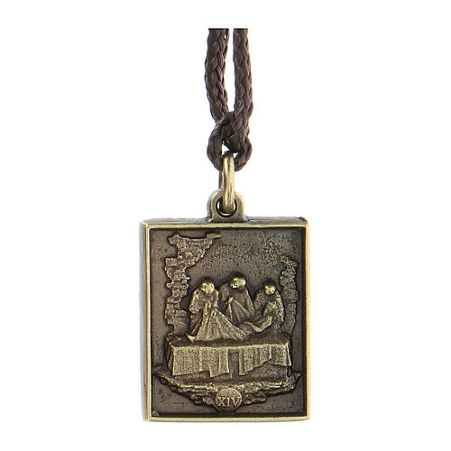 Way of the Cross pendant, Fourteenth Station, brass alloy 1