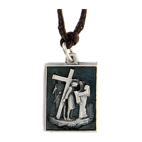 Sixth station medal, Way of the Cross, silver alloy 1