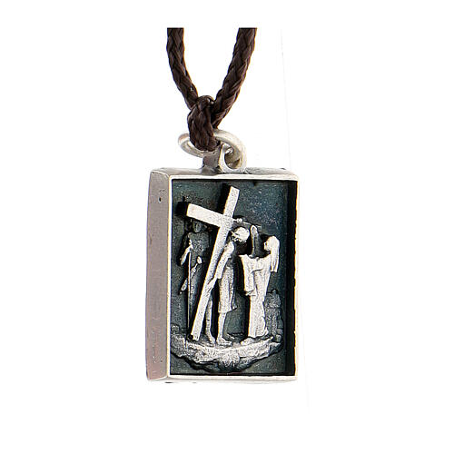 Sixth station medal, Way of the Cross, silver alloy 2