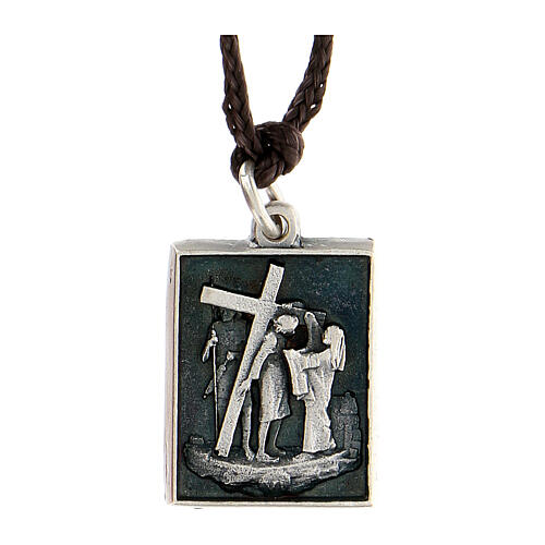 Pendente Via Crucis Sesta Stazione Veronica Via Dolorosa lega argentata 1