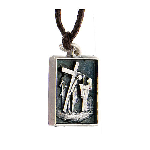 Pendente Via Crucis Sesta Stazione Veronica Via Dolorosa lega argentata 2