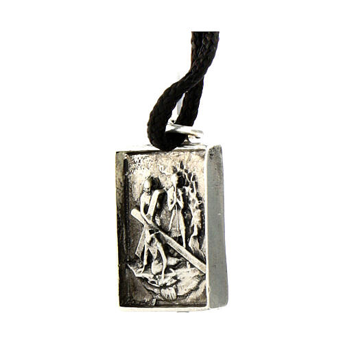 Ciondolo Via Dolorosa Settima Stazione Via Crucis lega argentata seconda caduta 2