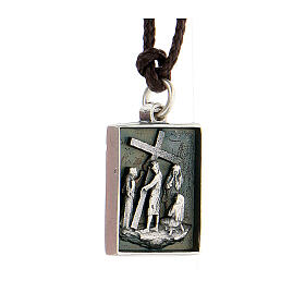 Medalik stop metali pokryty srebrem, Via Dolorosa Ósma Stacja Droga Krzyżowa Jezus spotyka płaczące niewiasty