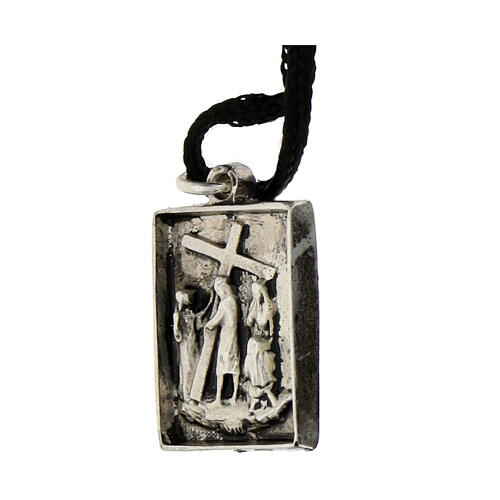 Via Crucis Eighth Station medal silver alloy women cry 4