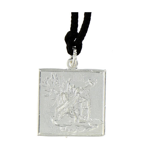 Medaille, Kreuzweg, neunte Station der Via Dolorosa, versilberte Legierung 1
