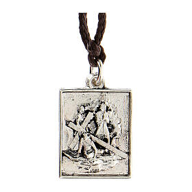Ninth station medal, Way of the Cross, silver alloy