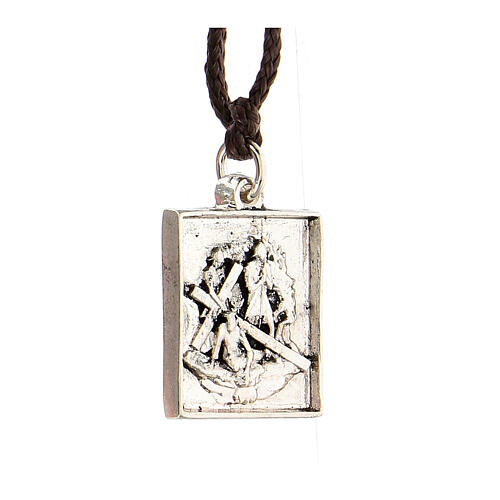 Ninth station medal, Way of the Cross, silver alloy 2