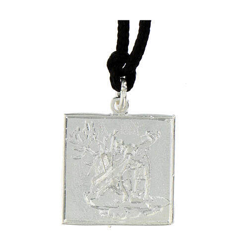 Ninth station medal, Way of the Cross, silver alloy 1