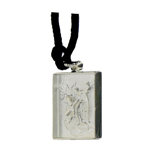 Ninth station medal, Way of the Cross, silver alloy 2