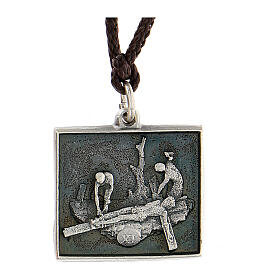 Eleventh station medal, Way of the Cross, silver alloy