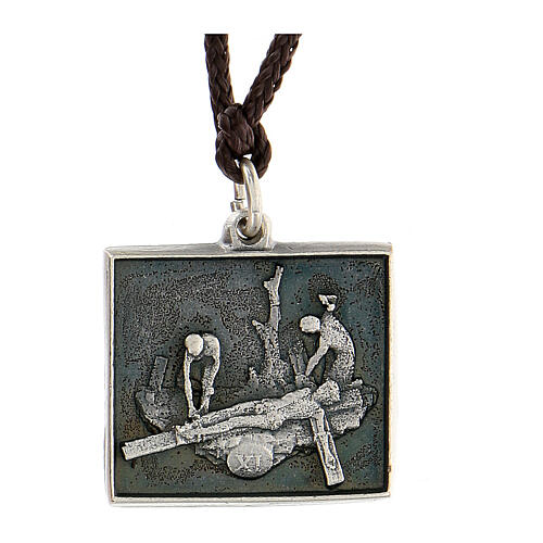 Eleventh station medal, Way of the Cross, silver alloy 1