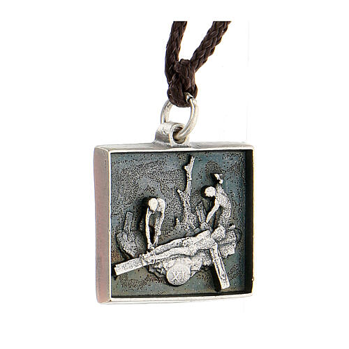 Eleventh station medal, Way of the Cross, silver alloy 2