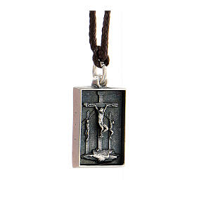 Medalik Dwunasta Stacja Droga Krzyżowa, stop metali pokryty srebrem, Jezus umiera na krzyżu, Via Dolorosa