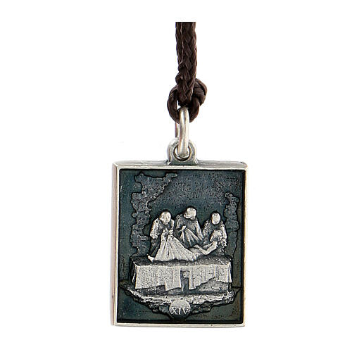 Fourteenth station medal, Way of the Cross, silver alloy 1