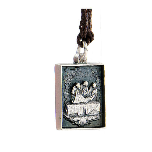 Fourteenth station medal, Way of the Cross, silver alloy 2