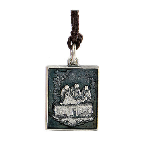 Fourteenth station medal, Way of the Cross, silver alloy 1