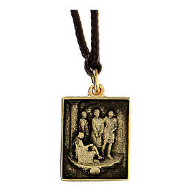 Medalik Droga Krzyżowa I Stacja Jezus na śmierć skazany, pozłacany stop, Via Dolorosa