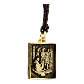 Medalik Droga Krzyżowa I Stacja Jezus na śmierć skazany, pozłacany stop, Via Dolorosa
