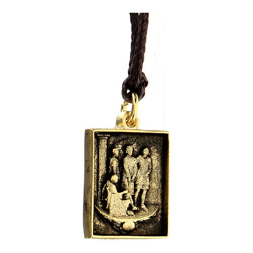 Medalik Droga Krzyżowa I Stacja Jezus na śmierć skazany, pozłacany stop, Via Dolorosa 2
