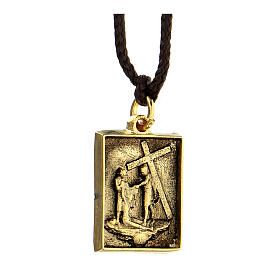 Via Crucis pendant golden alloy X Station Jesus stripped of robes