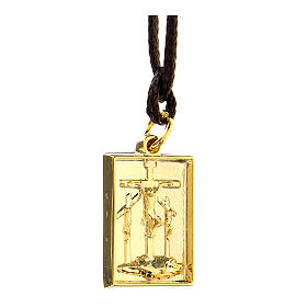 Medaille, Kreuzweg, zwölfte Station der Via Dolorosa, vergoldete Legierung