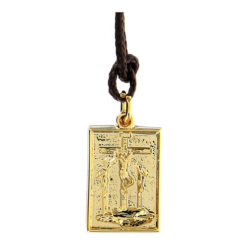 Medaille, Kreuzweg, zwölfte Station der Via Dolorosa, vergoldete Legierung 1