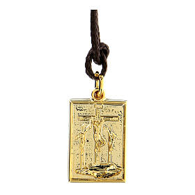 Way of the Cross pendant, 12th Station, golden alloy