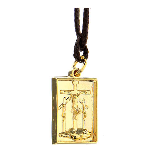 Way of the Cross pendant, 12th Station, golden alloy 2