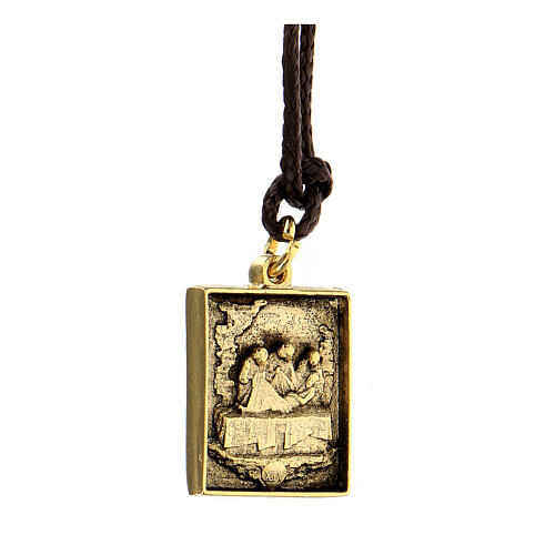 Way of the Cross pendant, 14th Station, golden alloy 2