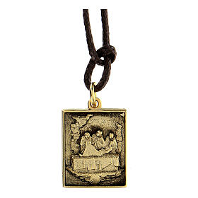 Via Crucis pendant 14th Station golden alloy burial of Christ 